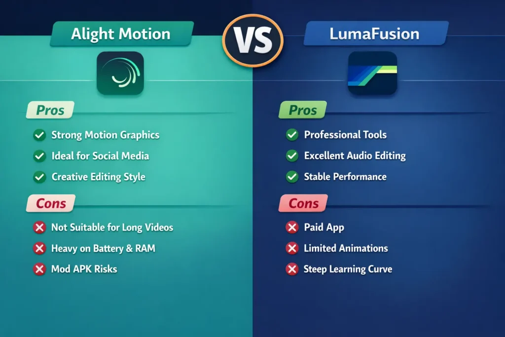 Alight Motion vs LumaFusion